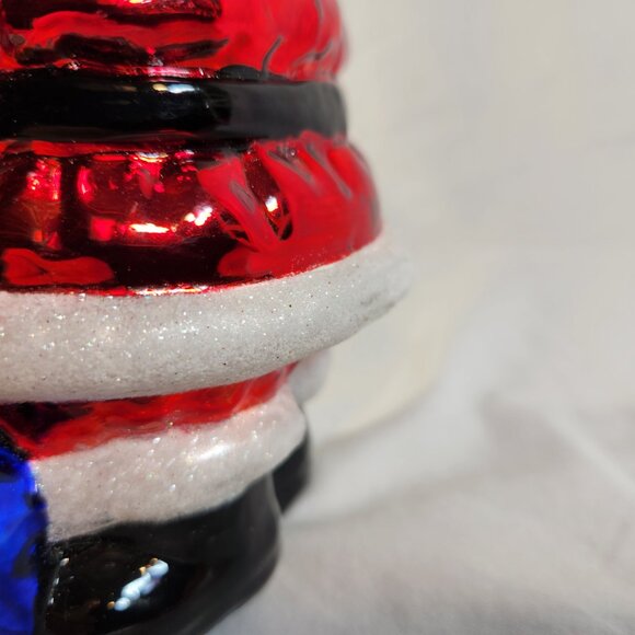 Hand Blown Mercury Glass SANTA CLAUSE Tea Light Candle Holder Handpainted 6" Vtg - Picture 6 of 15